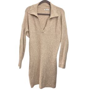 Hollister Beige Oatmeal Long‎ V-Neck Polyester Blend Sweater Dress Size XL NWT